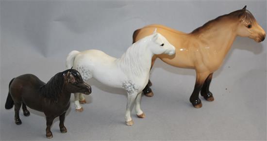 A collection of nine Beswick horses, late 20th century, average length 21cm